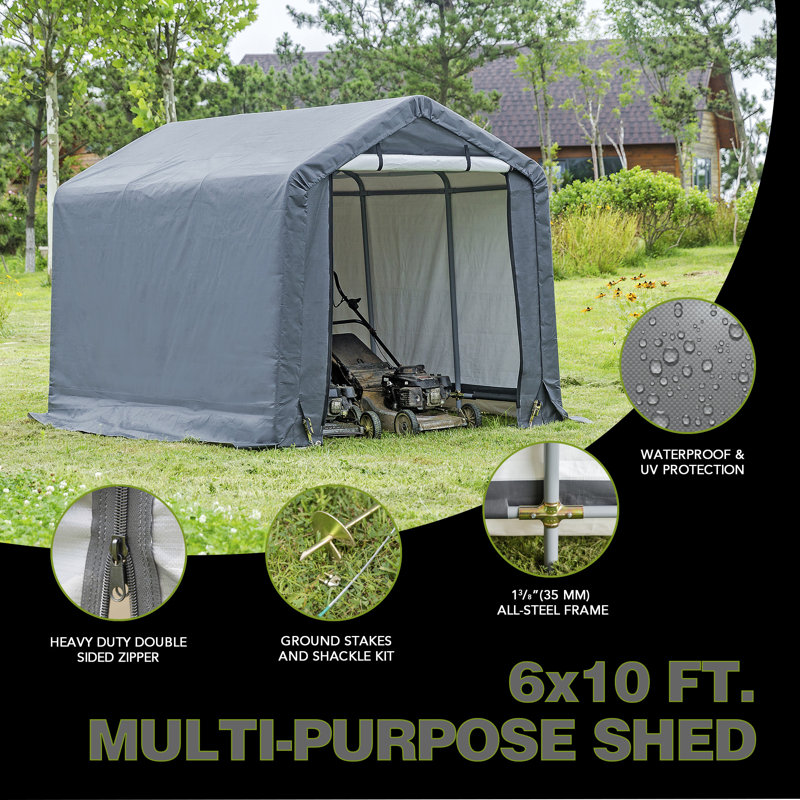 WEATHERFAST 6 ft. W x 10 ft. D Metal Portable Storage Shed Wayfair